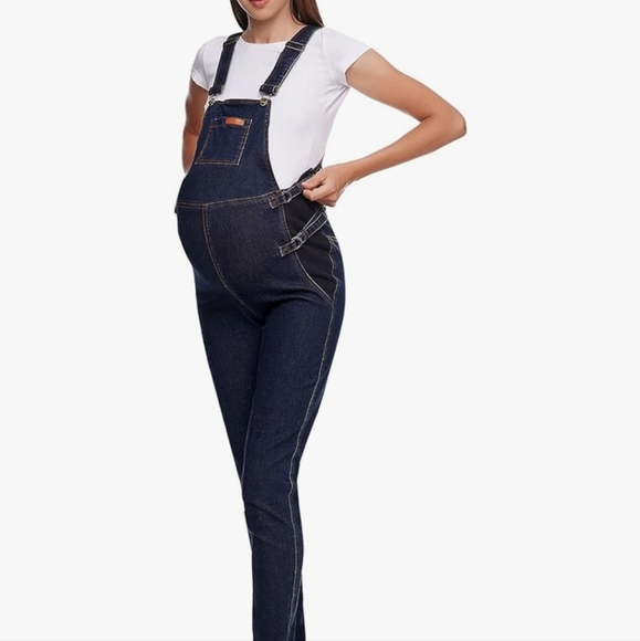 Johnny Mama Maternity overalls.Indigo blue. Size Medium maternity - Picture 2 of 10